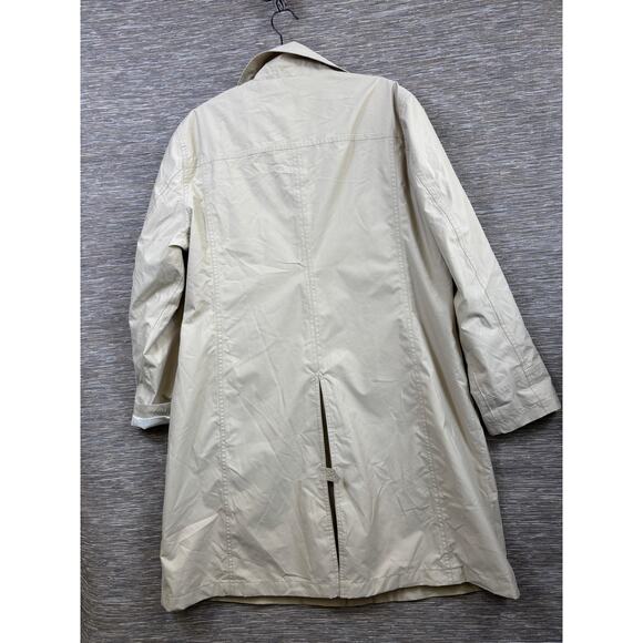Lands' End Coat Womens XL Beige Polyester Button Front Lined Mid Length Rain - Picture 2 of 7